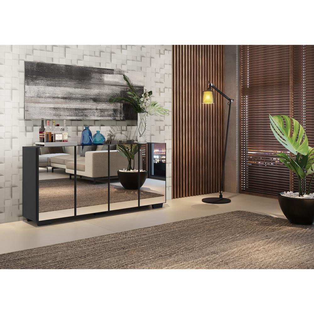 Aparador Buffet com Espelho Multimóveis Vegas com 4 Portas FG3560 Preto