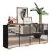 Aparador Buffet com Espelho Multimóveis Vegas com 4 Portas FG3560 Preto/Branco