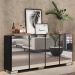 Aparador Buffet com Espelho Multimóveis Vegas com 4 Portas FG3560 Preto/Branco