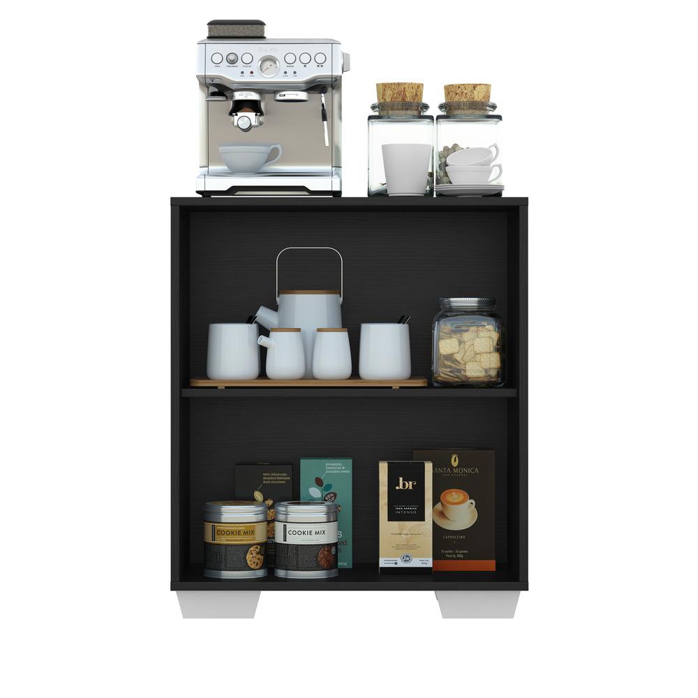 Aparador Cantinho do Café com Pés Quadrados e 2 Portas Multimóveis Preto/Branco