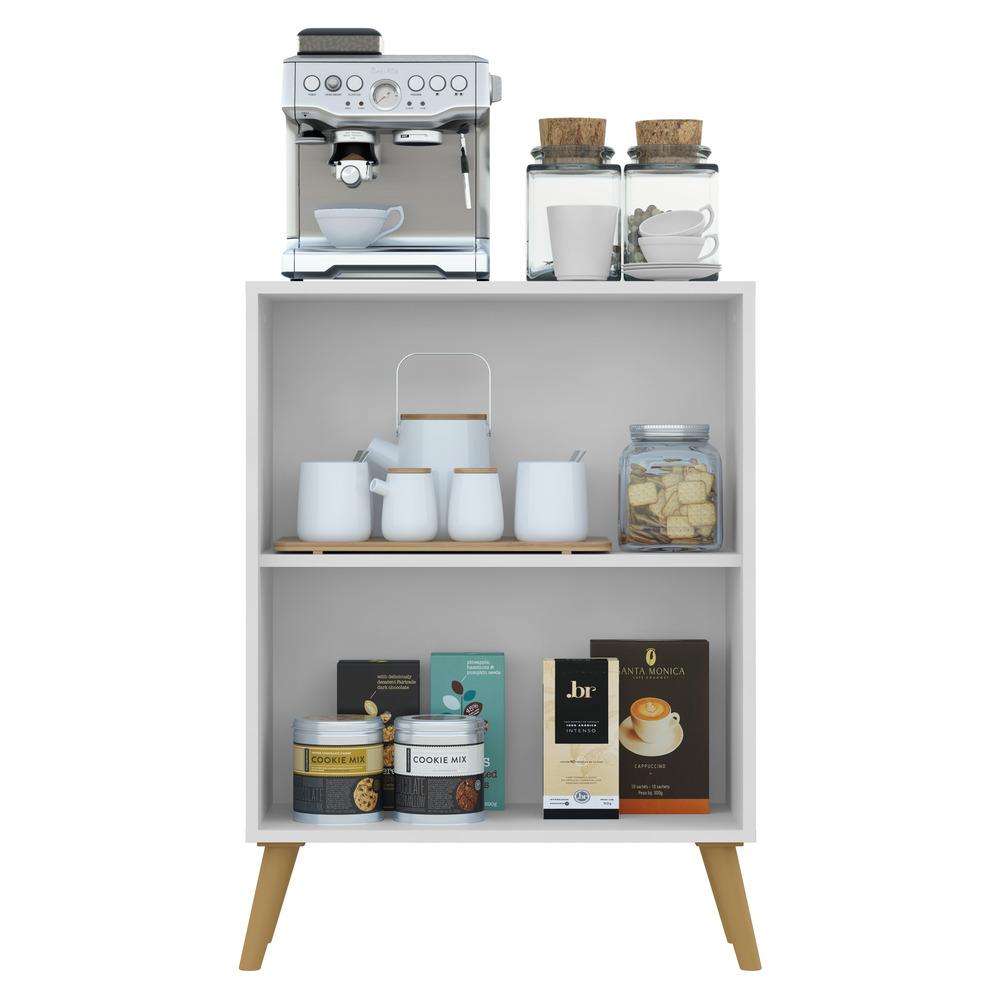 Aparador Retrô com Espelho Multimóveis Cantinho do Café com 2 Portas FG3613 Branco/Natural