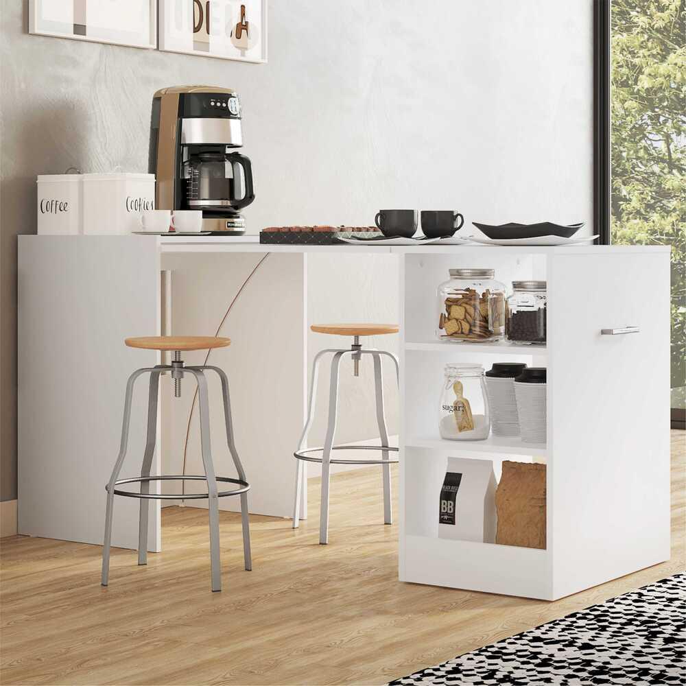 Aparador com Mesa Dobrável Multimóveis Cantinho do Café Ibiza FG1001 Branco