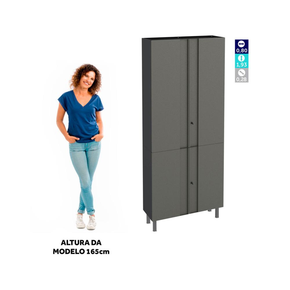 Armário Aço Lavanderia Multiuso Multimóveis CR6043 Cinza/Pto