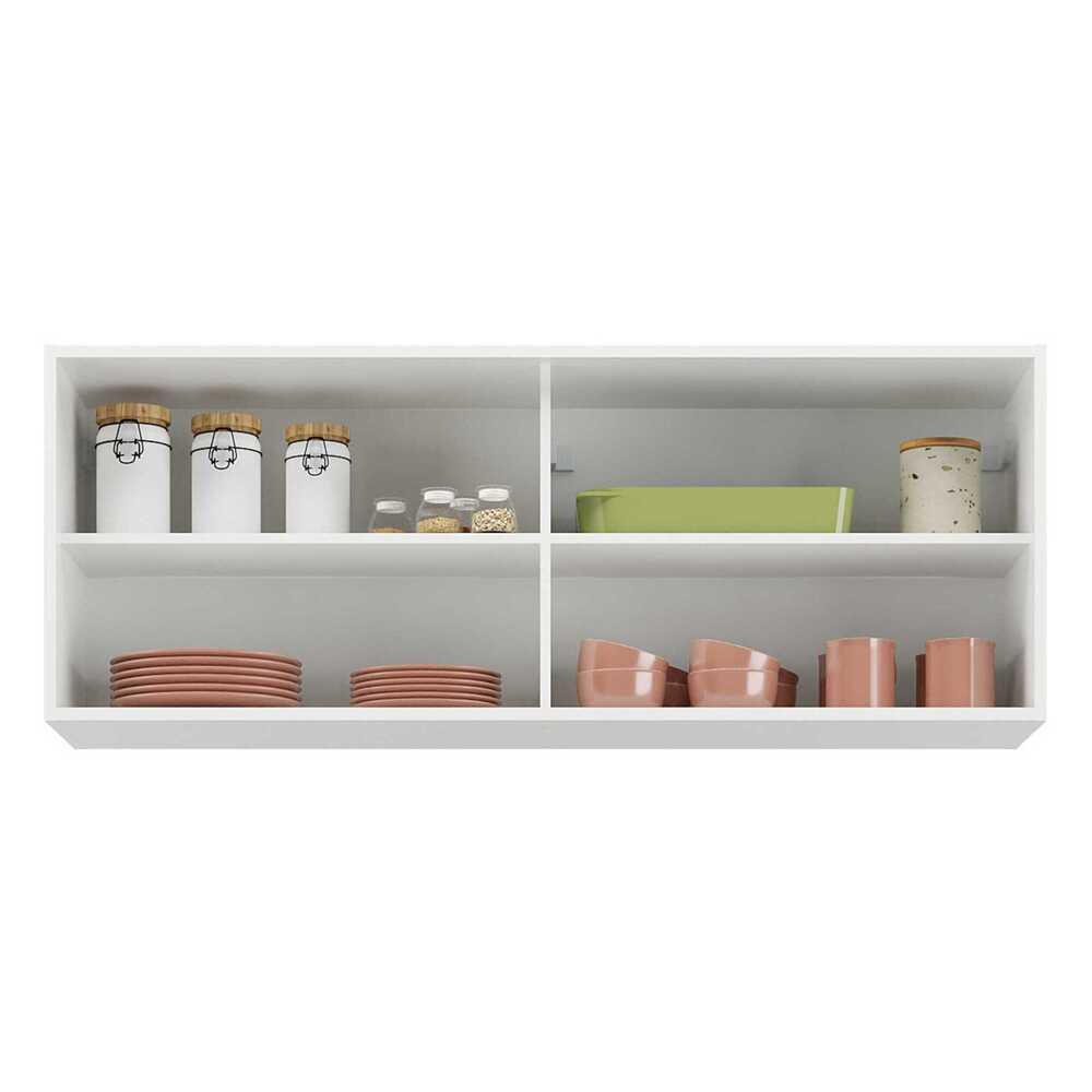 Armário Aéreo Cozinha 120 cm 2 Portas Vidro Veneza GW Multimóveis Branco