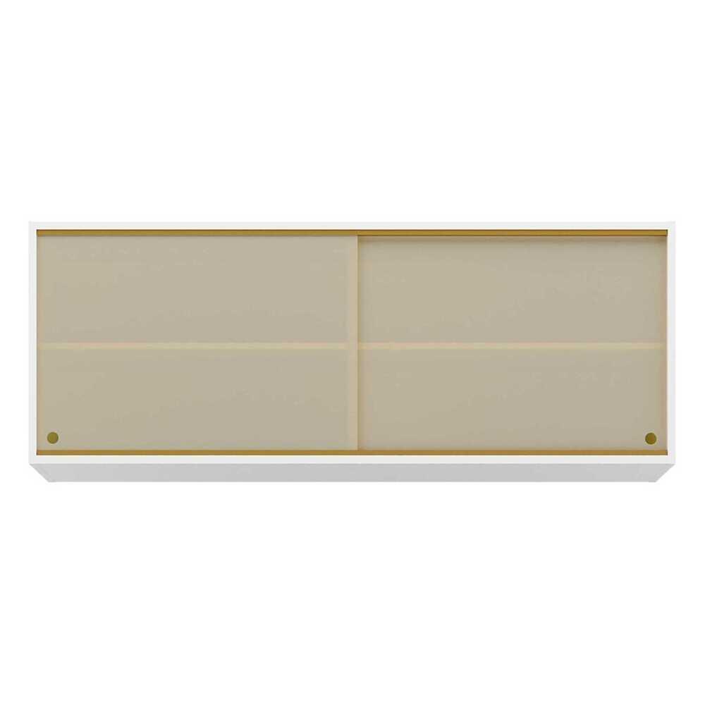 Armário Aéreo Cozinha 120 cm 2 Portas Vidro Veneza GW Multimóveis Branco