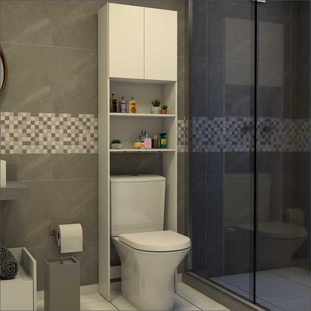 Armário Banheiro p/ Vaso Sanitário com 2 portas Aspen Multimóveis Branco