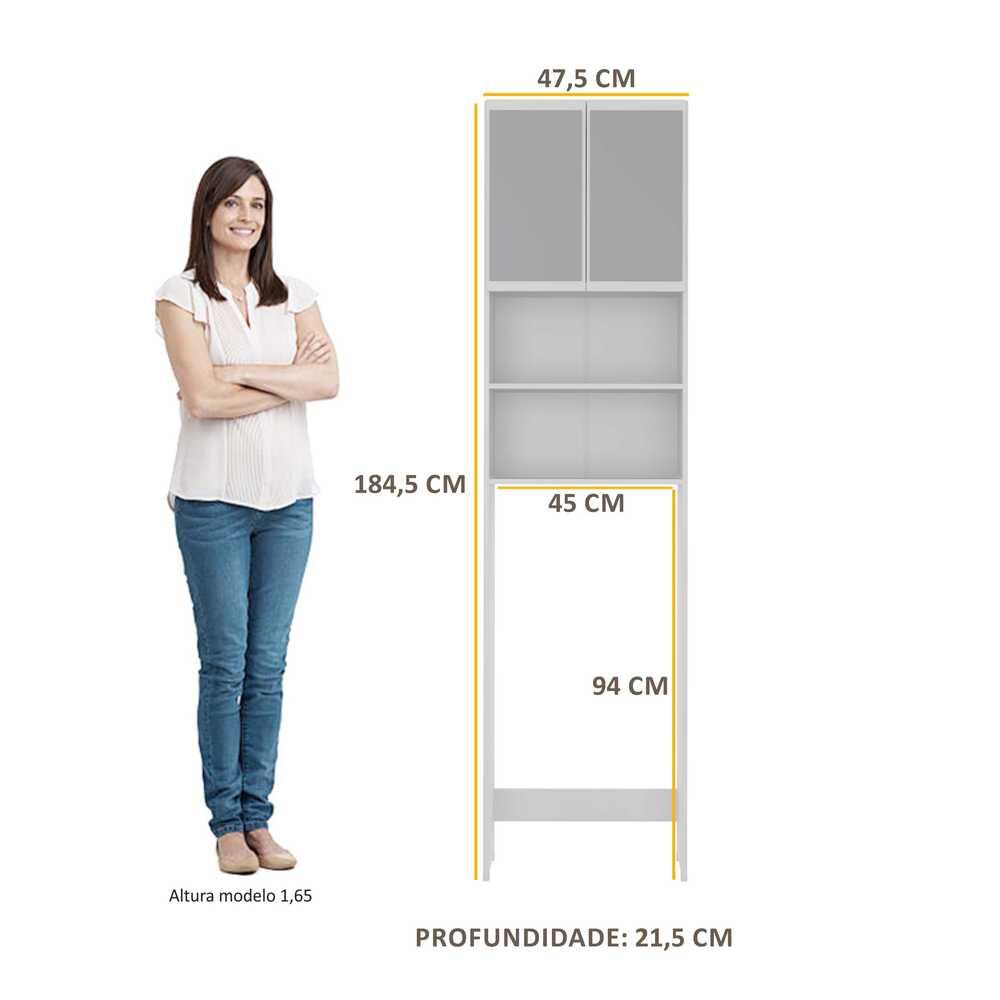 Armário Banheiro p/ Vaso Sanitário com 2 portas e espelho Aspen Plus Multimóveis Branco