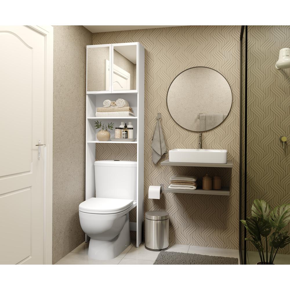 Armário Banheiro p/ Vaso Sanitário com 2 portas e espelho Aspen Plus Multimóveis Branco