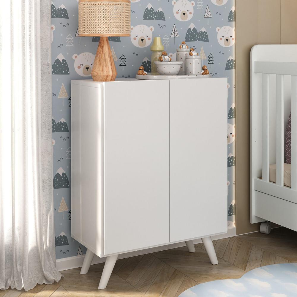 Armário Cômoda Infantil 2 Portas Retrô Multimóveis MP4231 Branco