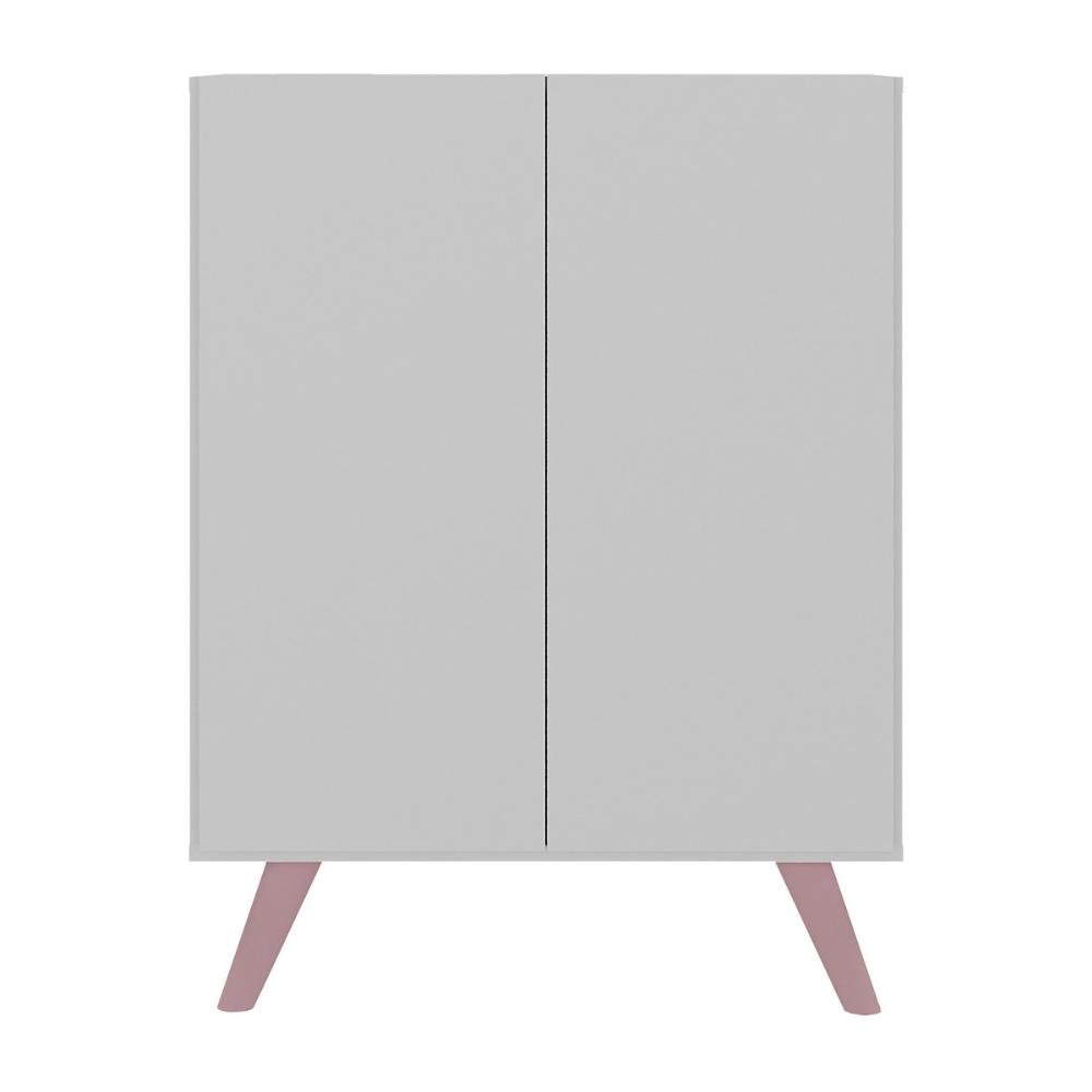 Armário Cômoda Infantil 2 Portas Retrô Multimóveis MP4231 Branco/Rosa