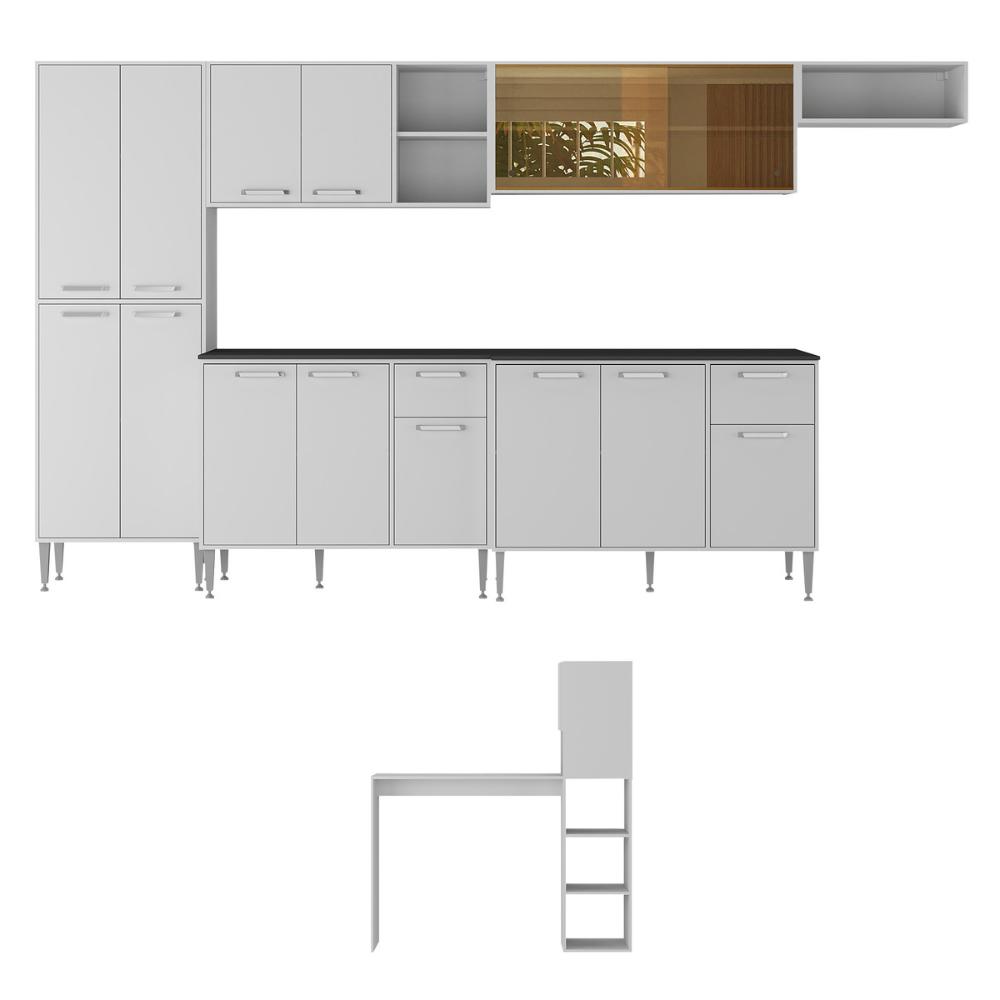 Armário Cozinha Completa 6 Pçs com Bancada Siena Multimóveis MP2244 Branco