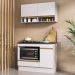 Armário Cozinha Modulada Compacta 105cm com Balcão para Cooktop e Rodapé Veneza Multimóveis MP2294 Branco/Dourado