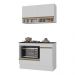 Armário Cozinha Modulada Compacta 105cm com Balcão para Cooktop e Rodapé Veneza Multimóveis MP2294 Branco/Dourado