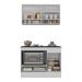 Armário Cozinha Modulada Compacta 105cm com Balcão para Cooktop e Rodapé Veneza Multimóveis MP2294 Branco/Dourado