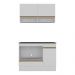 Armário Cozinha Modulada Compacta 105cm com Balcão para Cooktop e Rodapé Veneza Multimóveis MP2294 Branco/Dourado