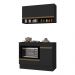 Armário Cozinha Modulada Compacta 105cm com Balcão para Cooktop e Rodapé Veneza Multimóveis MP2294 Preto/Dourado