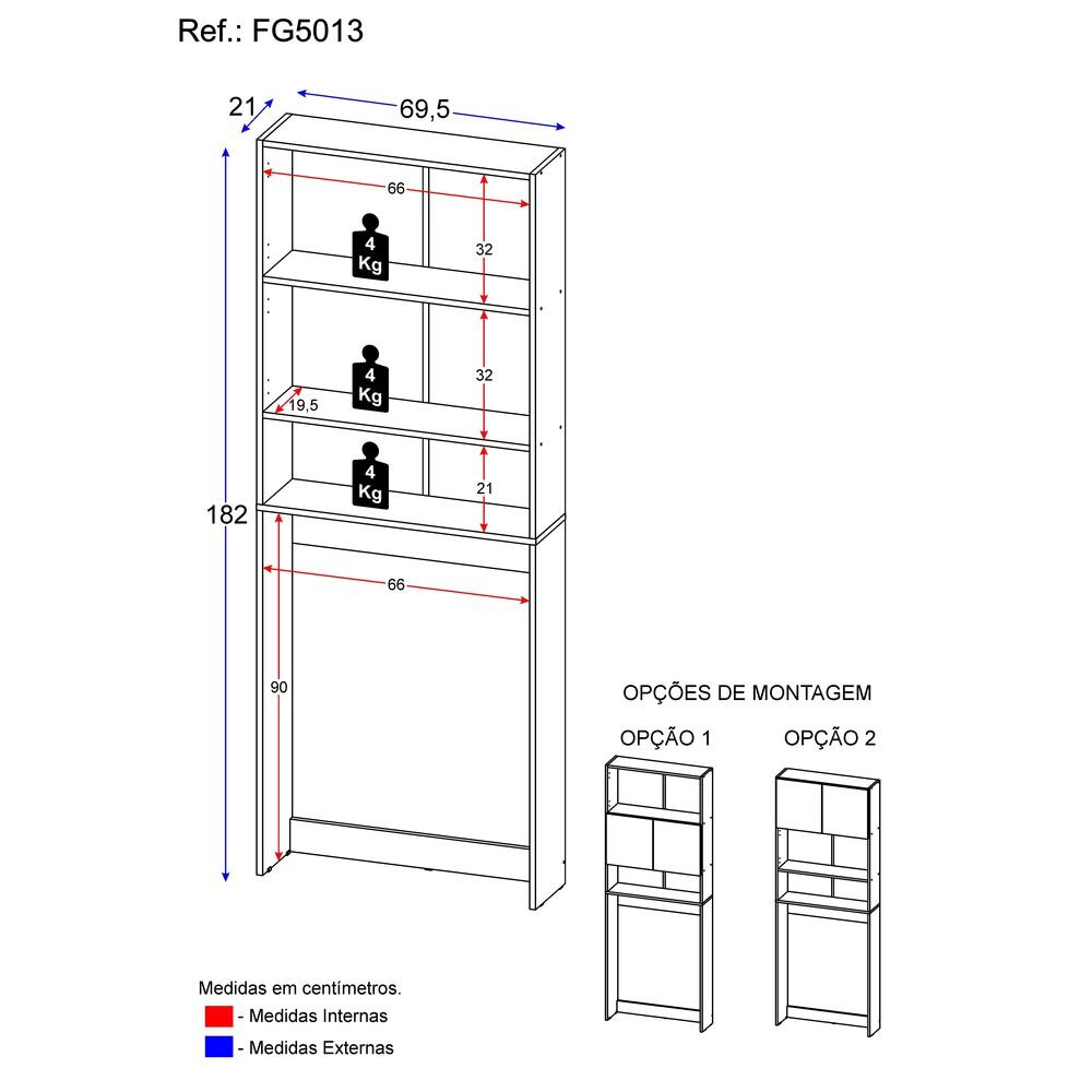 Armário Lavanderia 2 Portas Multimóveis Nina FG5013 Branco