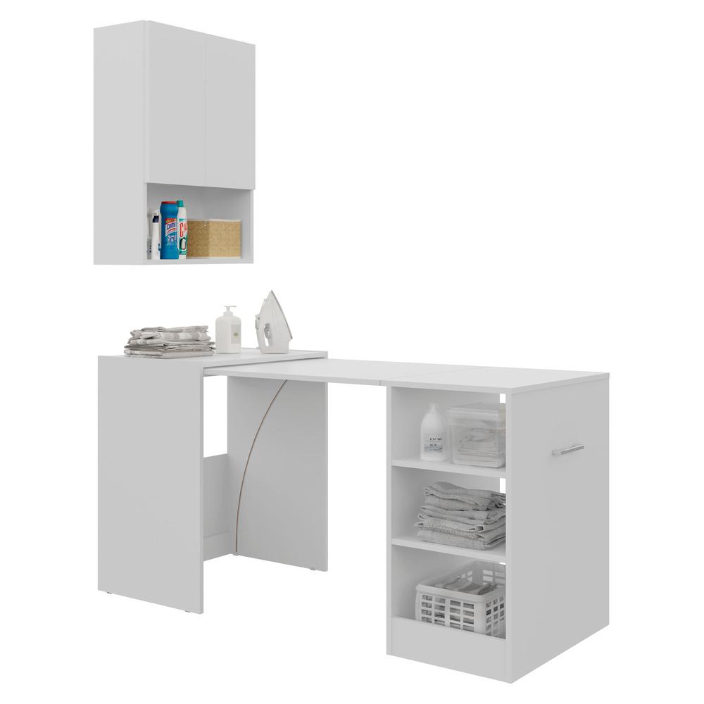 Armário Lavanderia 2 Portas com Mesa Dobrável Ibiza Multimóveis Branco