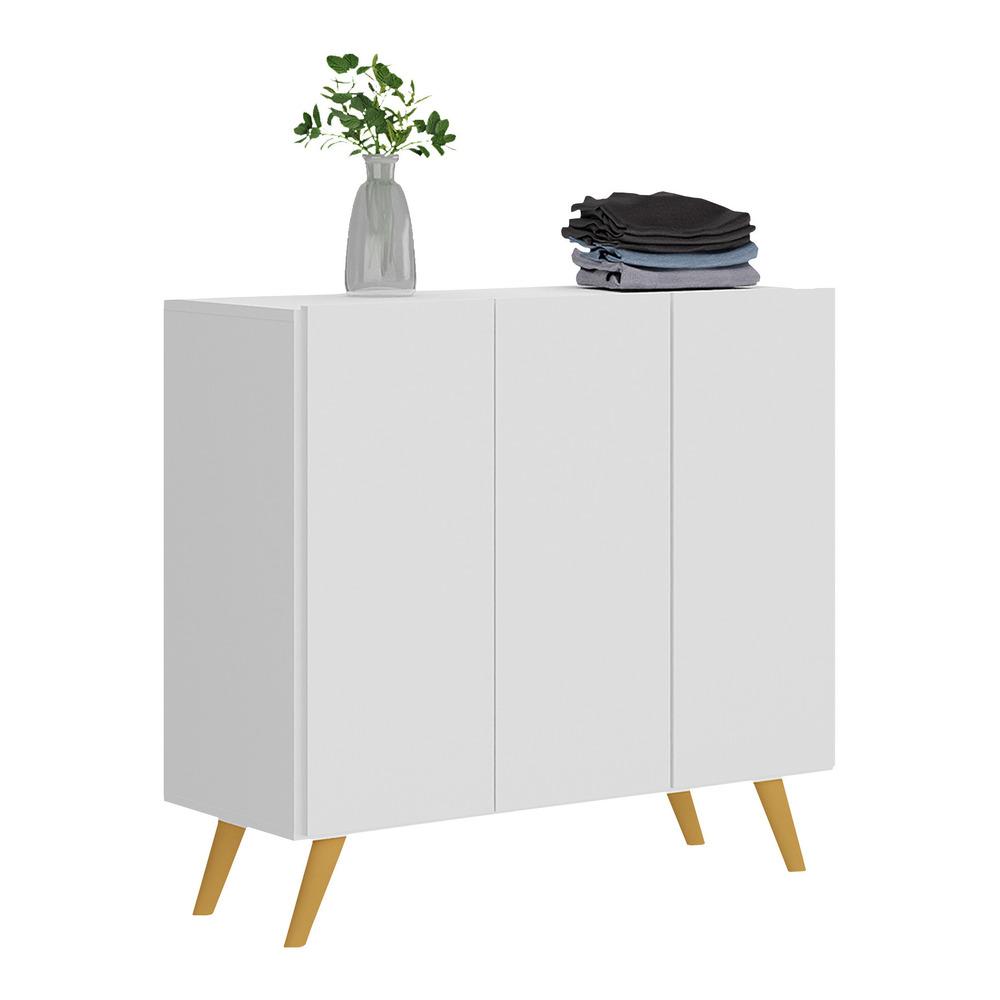 Armário Lavanderia Retrô com 3 Portas 90 cm Multimóveis MP5033 Branco/Natural