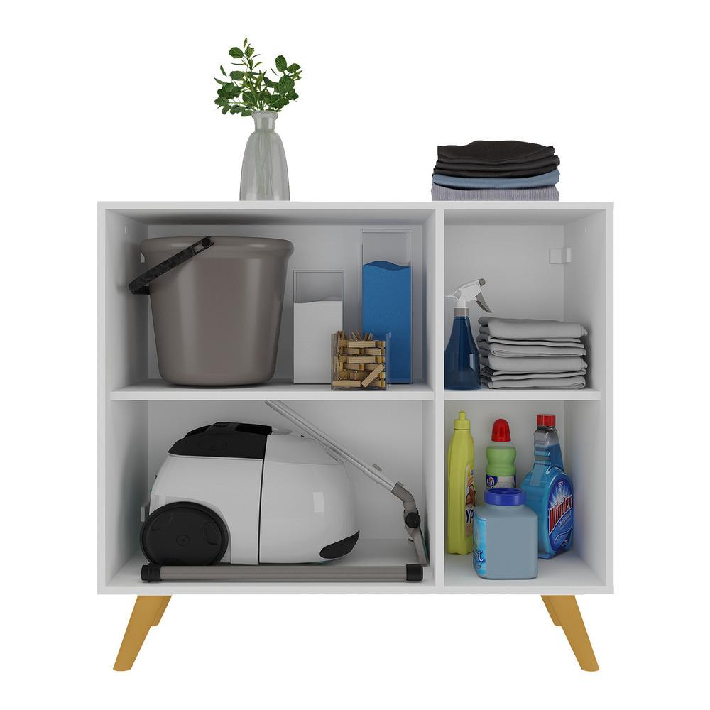 Armário Lavanderia Retrô com 3 Portas 90 cm Multimóveis MP5033 Branco/Natural