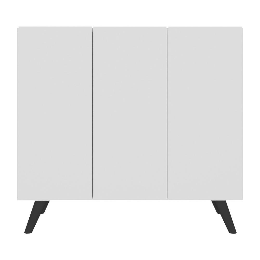 Armário Lavanderia Retrô com 3 Portas 90 cm Multimóveis MP5033 Branco/Preto