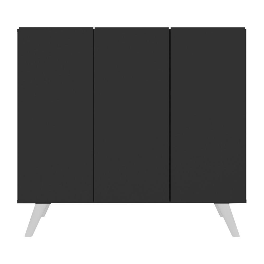 Armário Lavanderia Retrô com 3 Portas 90 cm Multimóveis MP5033 Preto/Branco