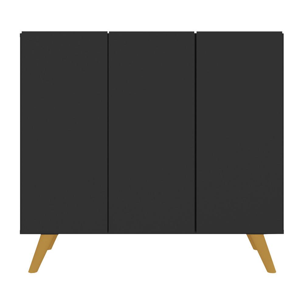Armário Lavanderia Retrô com 3 Portas 90 cm Multimóveis MP5033 Preto/Natural