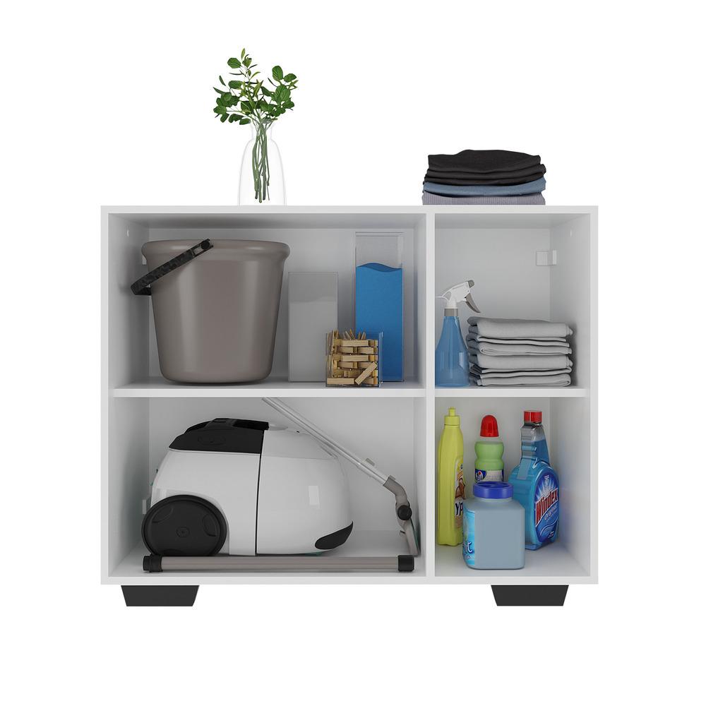 Armário Lavanderia com 3 Portas 90 cm Multimóveis MP5034 Branco/Preto
