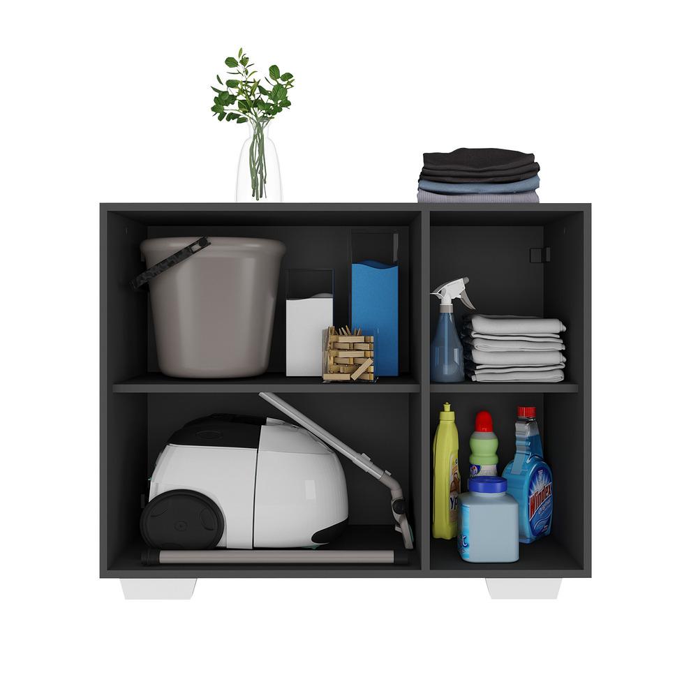Armário Lavanderia com 3 Portas 90 cm Multimóveis MP5034 Preto/Branco