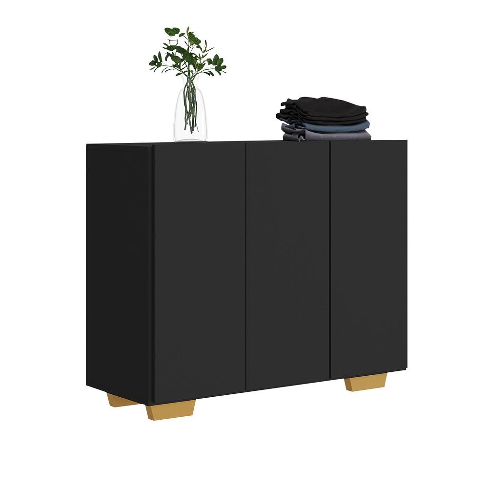Armário Lavanderia com 3 Portas 90 cm Multimóveis MP5034 Preto/Natural