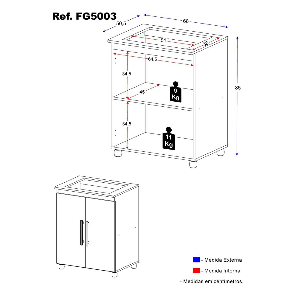 Armário Lavanderia/Mesa Dobrável Multimóveis Ibiza FG5003 Branco