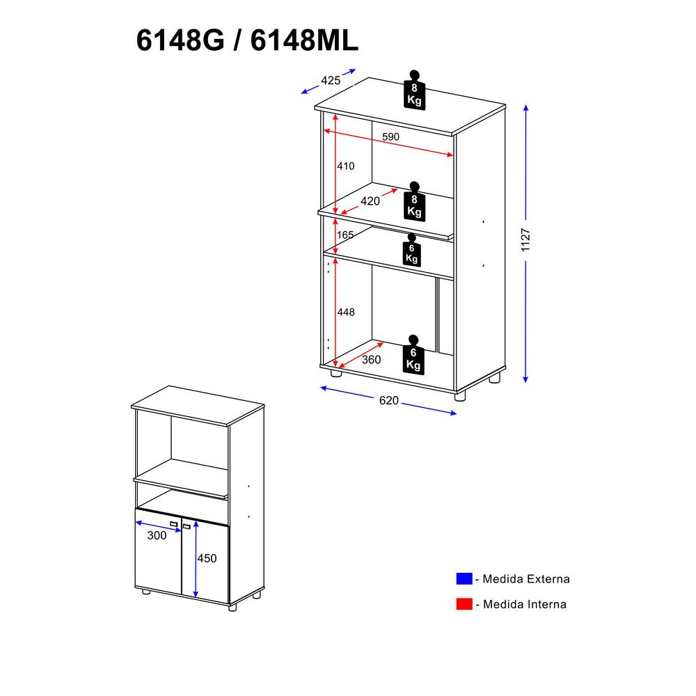 Armário Multimóveis Multiuso para Forno e Microondas Branco REF.6148G
