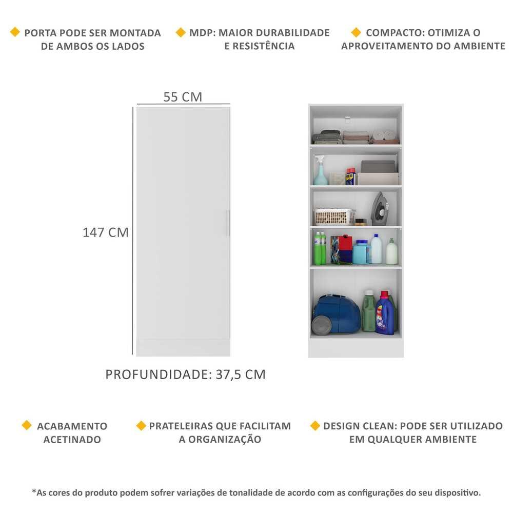 Armário Multiuso Lavanderia com 1 Porta Multimóveis MP5014 Branco