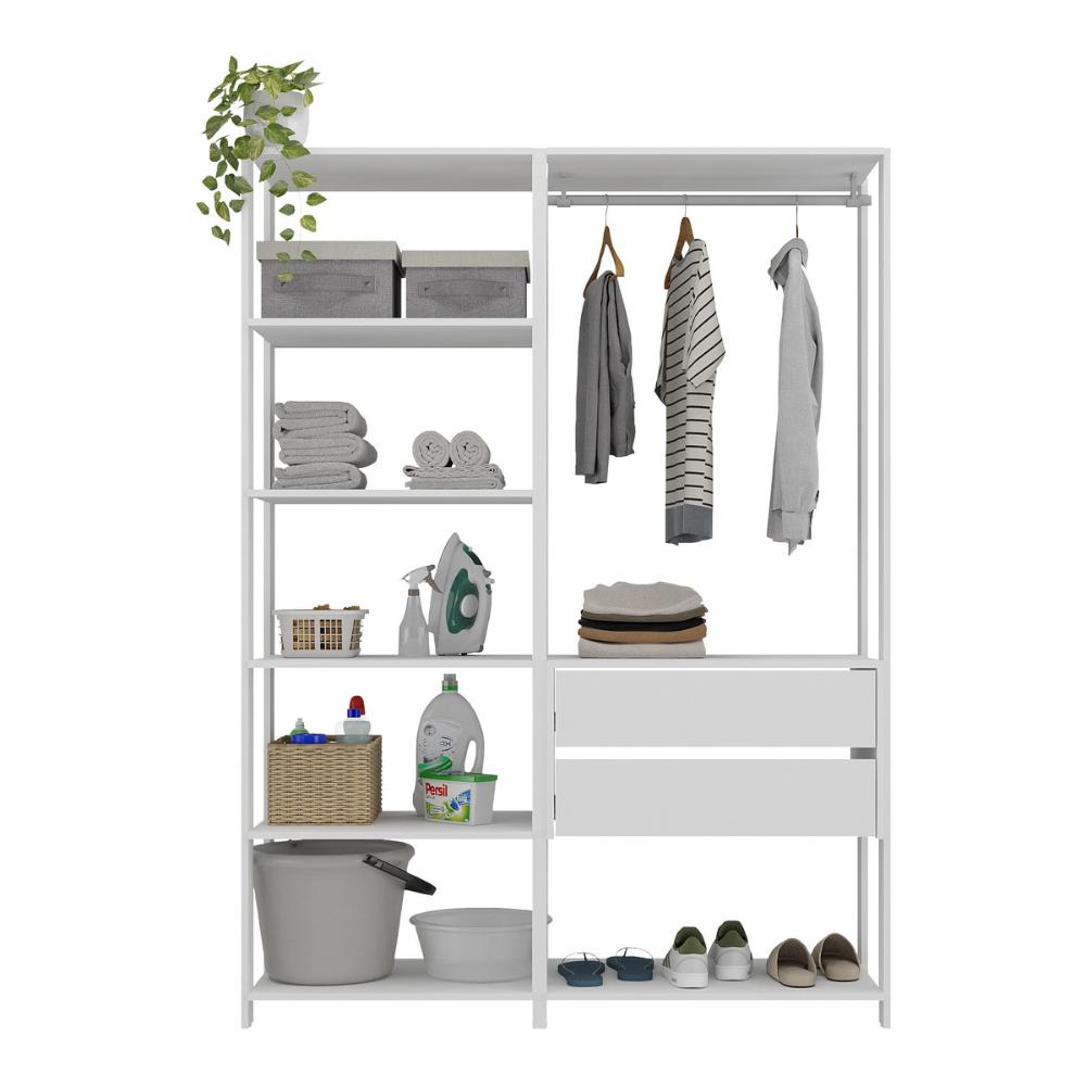 Armário Multiuso de Lavanderia Modulado 135cm 2 Peças Multimóveis MP5058 Branco