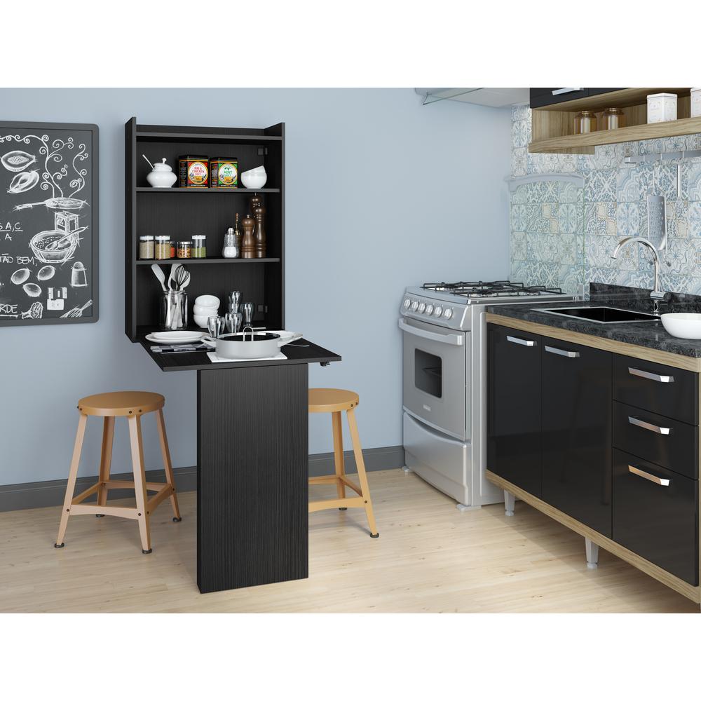 Armário com Mesa Dobrável de Parede - Multimóveis Preto