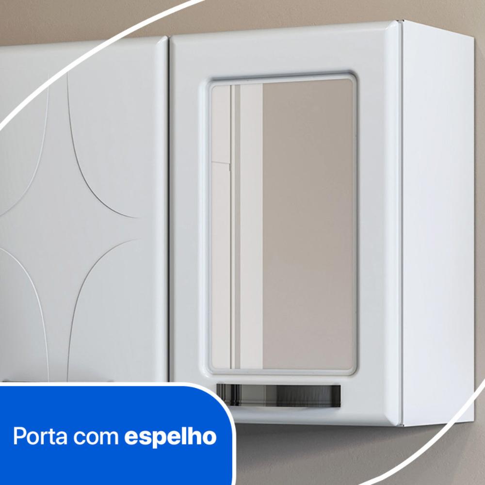 Armário de Banheiro Aéreo de Aço com Espelho e 2 Portas Multimóveis CR10142 Branco