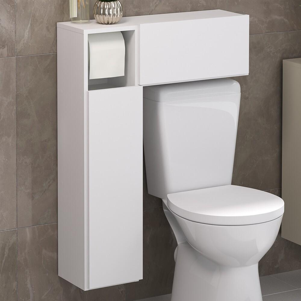 Armário de Banheiro para vaso sanitário  c/ suporte para papel higiênico e 2 Portas Multimóveis Bco