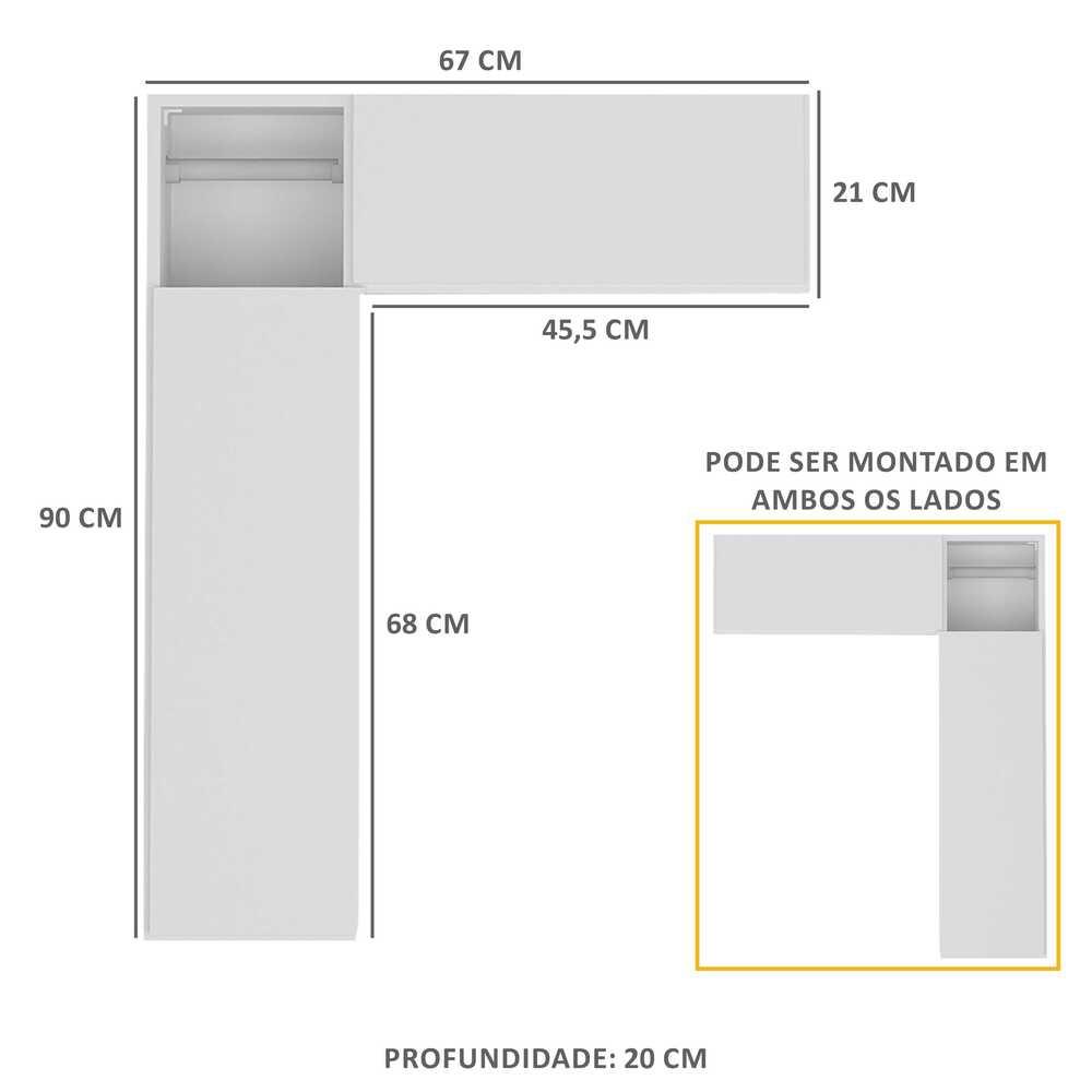 Armário de Banheiro para vaso sanitário  c/ suporte para papel higiênico e 2 Portas Multimóveis Bco