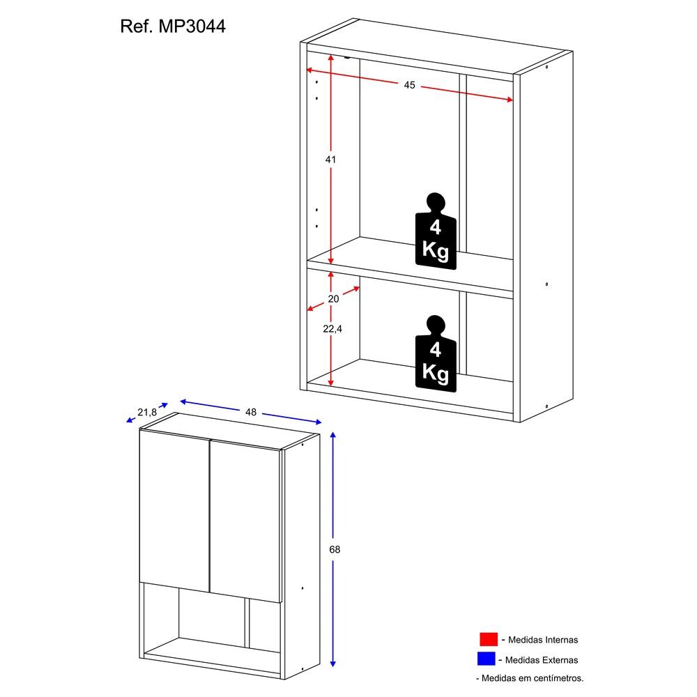 Armário de Banheiro/Lavanderia com 02 Portas Multimóveis Branco