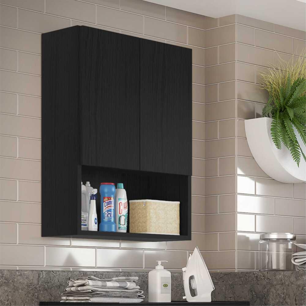 Armário de Banheiro/Lavanderia com 02 Portas Multimóveis FG3044 Preto