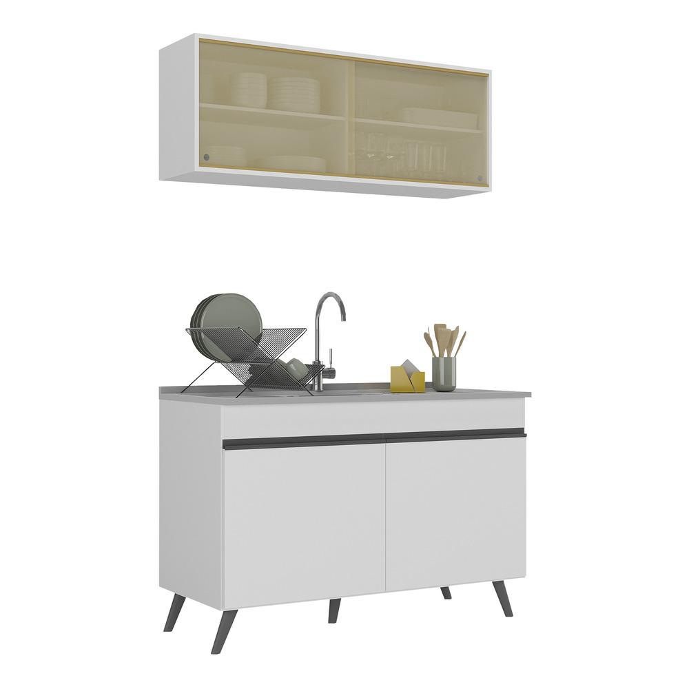 Armário de Compacta 2 peças  Veneza Multimóveis MP2140.964 Branco/Preto