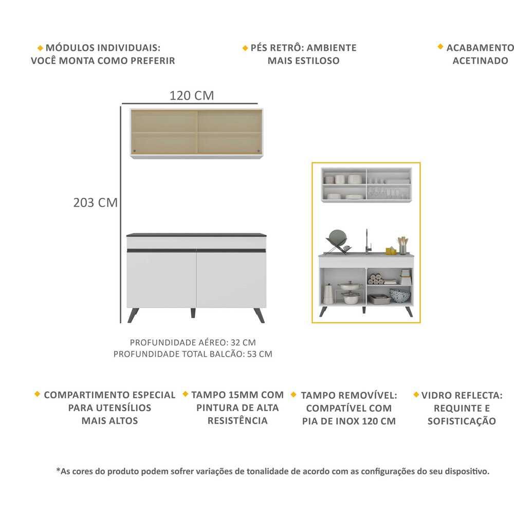 Armário de Compacta 2 peças  Veneza Multimóveis MP2140.964 Branco/Preto