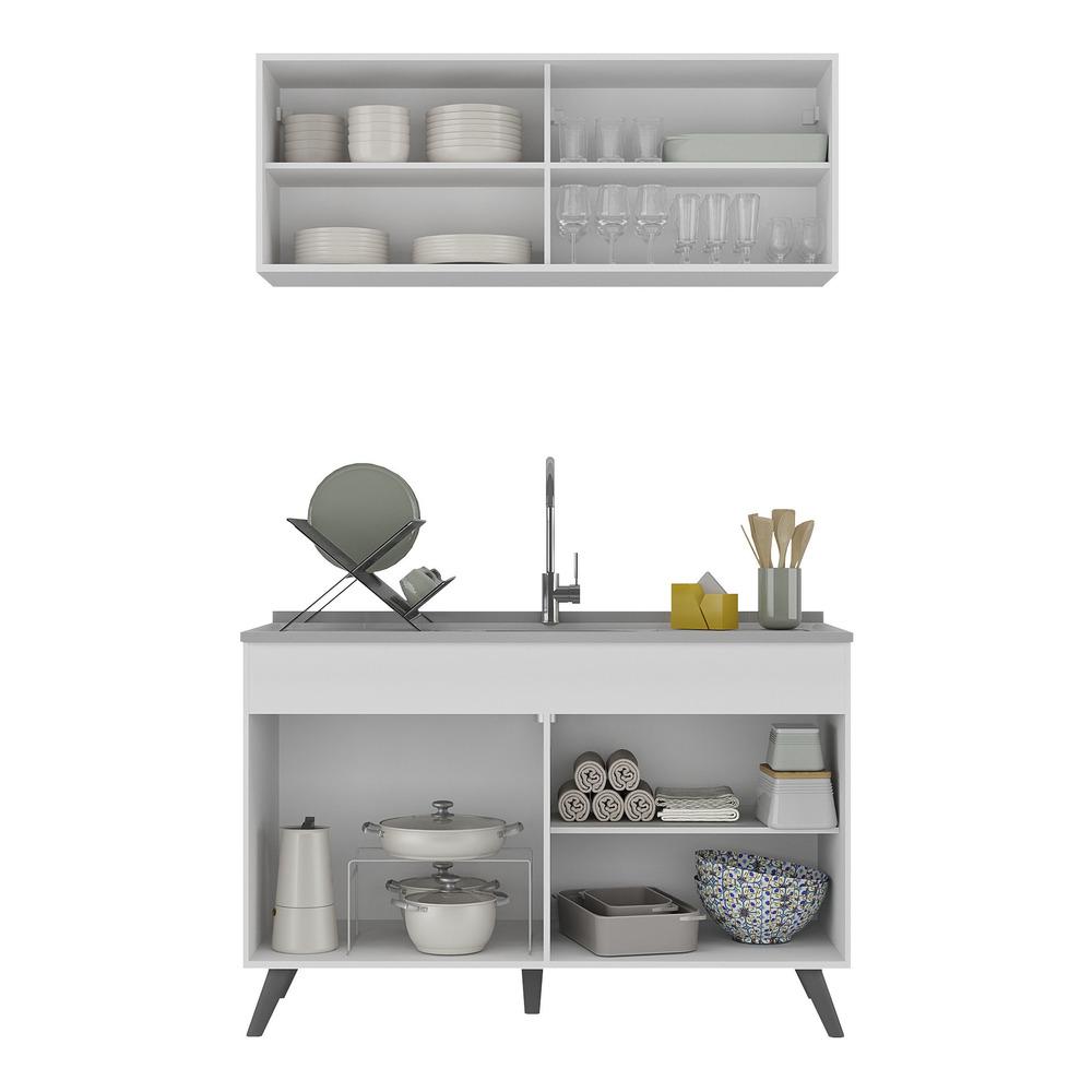 Armário de Compacta 2 peças  Veneza Multimóveis MP2140.964 Branco/Preto