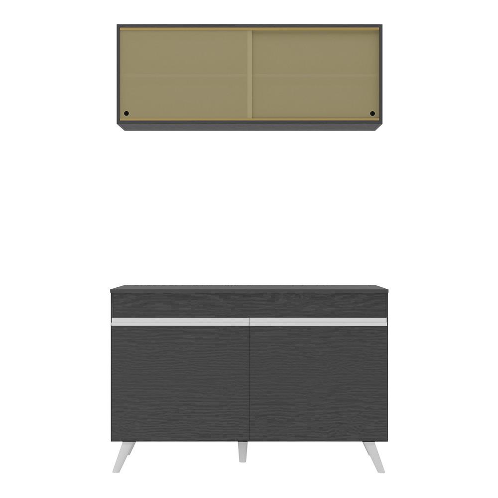 Armário de Compacta 2 peças Veneza Multimóveis MP2140.898 Preto/Branco