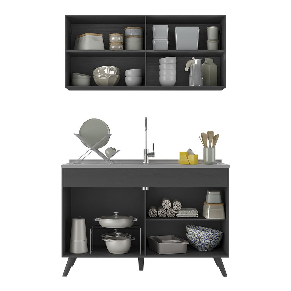 Armário de Compacta 2 peças Veneza Multimóveis MP2141.895 Preto