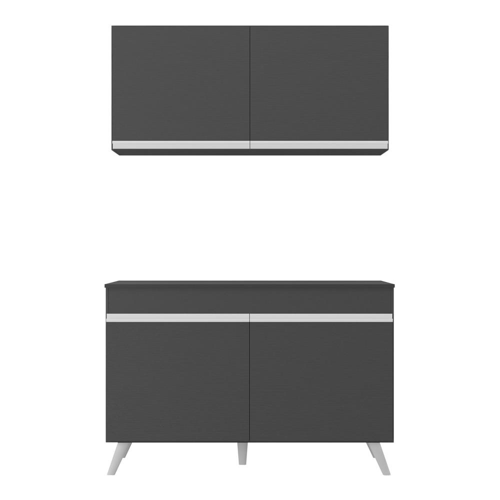 Armário de Compacta 2 peças Veneza Multimóveis MP2141.898 Preto/Branco