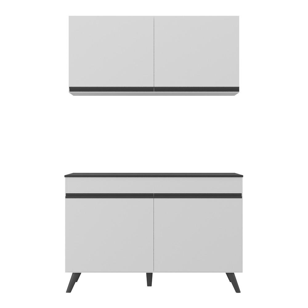 Armário de Compacta 2 peças Veneza Multimóveis MP2141.964 Branco/Preto
