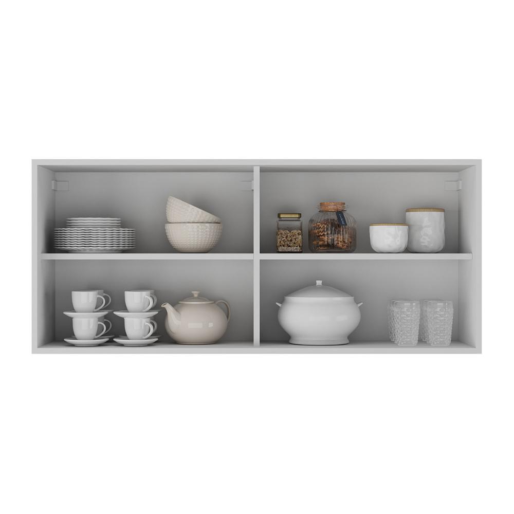 Armário de Cozinha Aéreo 105cm 2 Portas de Correr em Vidro Xangai Multimóveis MP2247 Branco