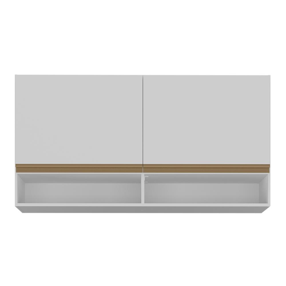 Armário de Cozinha Aéreo 105cm 2 Portas e Nichos Veneza Multimóveis MP2259 Branco/Dourado