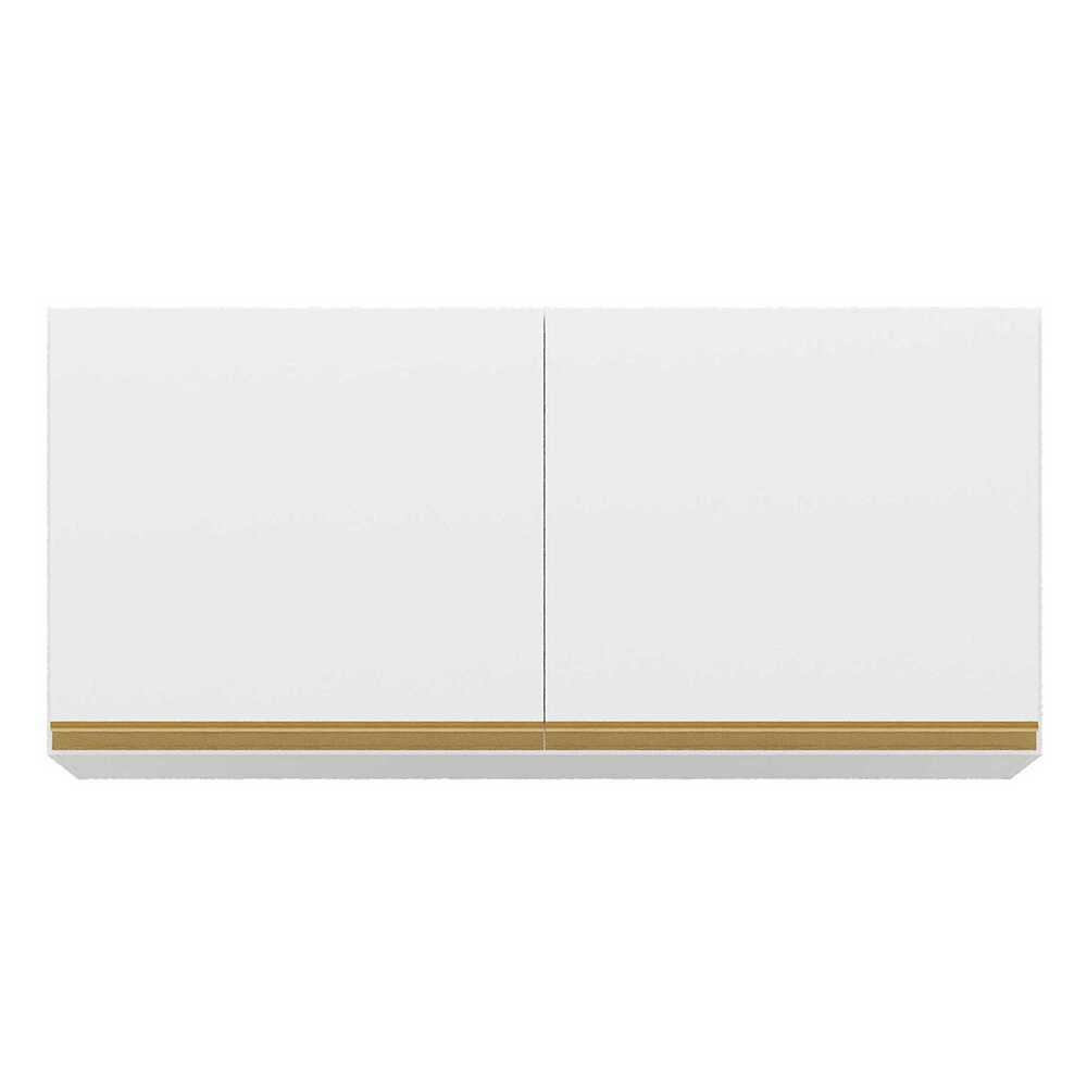 Armário de Cozinha Aéreo 120cm 2 Portas Veneza Multimóveis V3682 Branco/Dourado